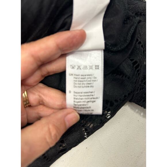 DJT Fashion Size‎ S Black Lace Floral Long Sleeved Lined Top Goth Grunge Witchy - Picture 11 of 12